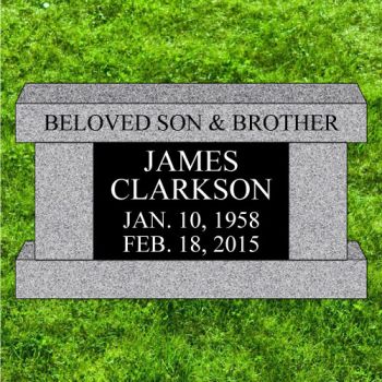 36x13x20 Gray with Black Cremation Bench Straight Legs #1208