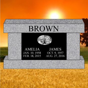 36x13x20 Gray with Black Laser Etched Cremation Bench Straight Legs #1208L