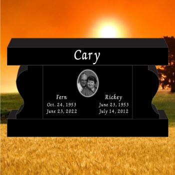 36x13x20 Black P5 All Laser Etched Cremation Bench Curved Legs #1890L