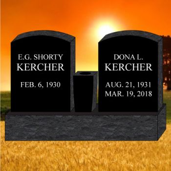 36x4x24 Black All Laser Etched Double Oval Upright #355-FL