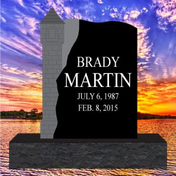 36x8x40 Black Carved Castle Upright #3563