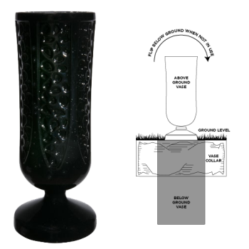 9.62x3.87 Crest 5" Ebony Black Inground Metal Vase #1162