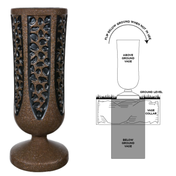 9.62x3.87 Crest 5" Mahogany Inground Metal Vase #654