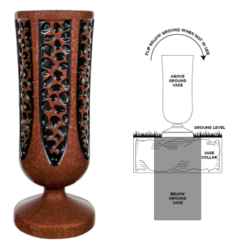 9.62x3.87 Crest 5" Ruby Inground Metal Vase