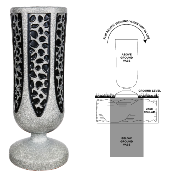 9.62x3.87 Crest 5" Silver Gray Inground Metal Vase #136