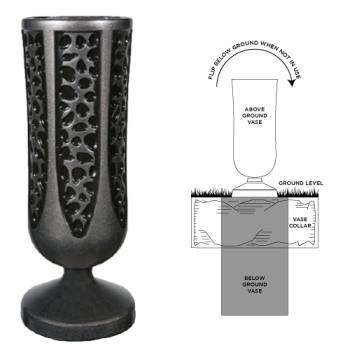 9.62x3.87 Crest 5" Statuary Inground Metal Vase