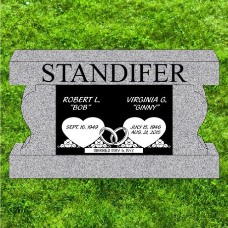 36x13x20 Gray P5 Cremation Bench Curved Legs #1238