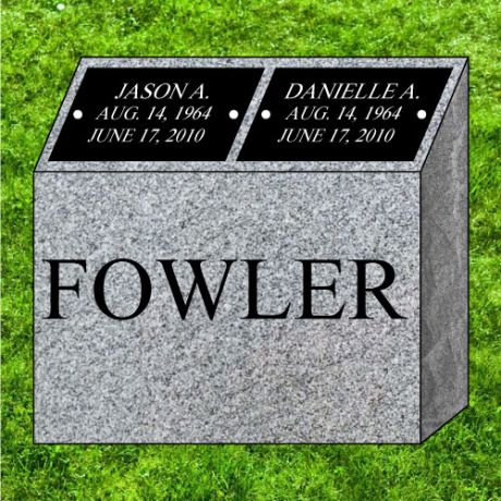 18x9x18 Gray Granite Companion (Double) Cremation Monument Pillar #1262