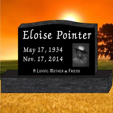 42x6x26 Black Granite Laser Etched Photo Upright Headstone #148L