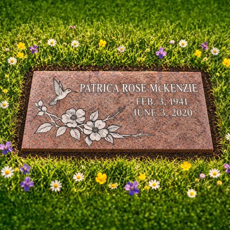 Affordable 24x12x4 Morning Rose Granite Flat Headstone Grave Marker #180-F