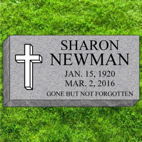 Affordable 24x12x4 Gray Granite Flat Headstone Grave Marker #181-F
