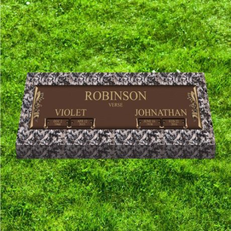 32x8 Companion Bronze Grave Marker on 36x13 Moonlight Gray Granite Base (GB-33) #1948
