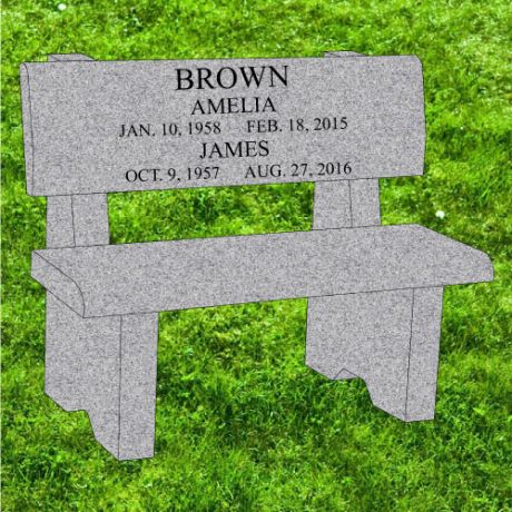 36x12x34 Gray Granite Memorial Park Bench #2310