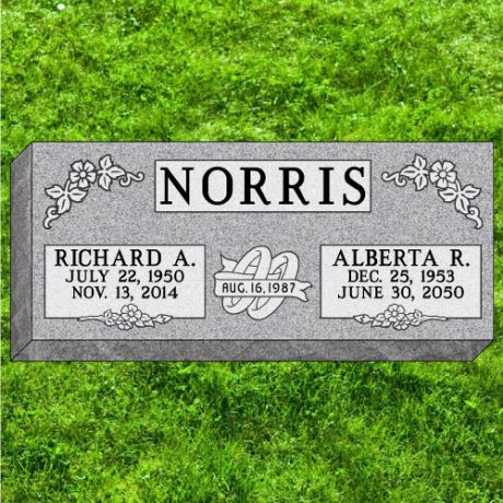 Affordable 28x12x4 Gray Granite Flat Headstone Grave Marker #294