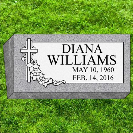 Affordable 16x8x6 Gray Granite Bevel Grave Marker #296