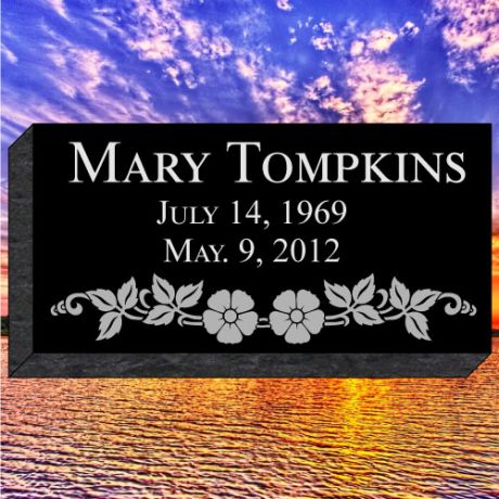 Affordable 24x12x4 Black Granite Flat Headstone Grave Marker #308