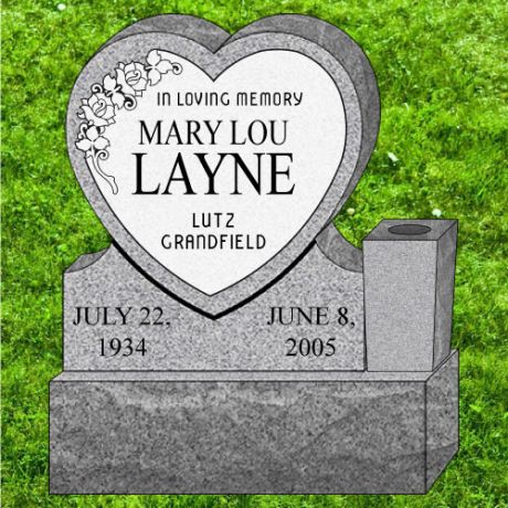 20x4x24 Gray Granite Heart-Shaped Headstone #323