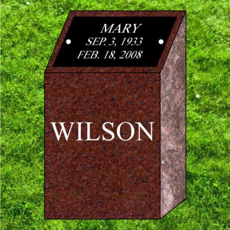 10x9x18 India Red Granite Cremation Monument Pillar #3510