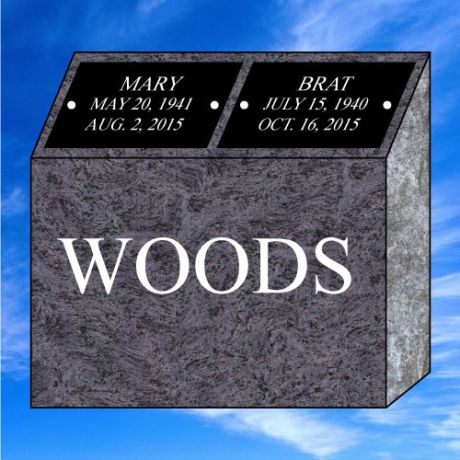 18x9x18 Bahama Blue Granite Companion (Double) Cremation Monument Pillar #3514