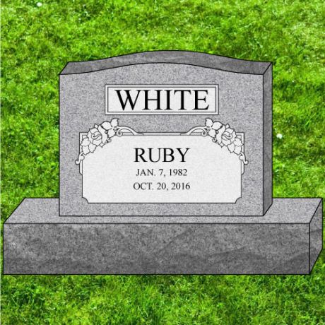 36x4x24 Gray Granite Upright Headstone #424