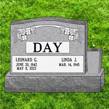 36x4x26 Gray Granite Serpentine Top Upright Headstone #460
