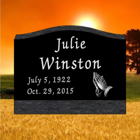 16x8x12 Black Granite Laser Etched Photo Slant Headstone #476L-FL