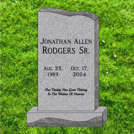 32x8x48 Gray Granite Fish Top Elite Upright Headstone – Clearance #4973