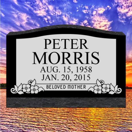 24x10x16 Black Granite Slant Headstone #637