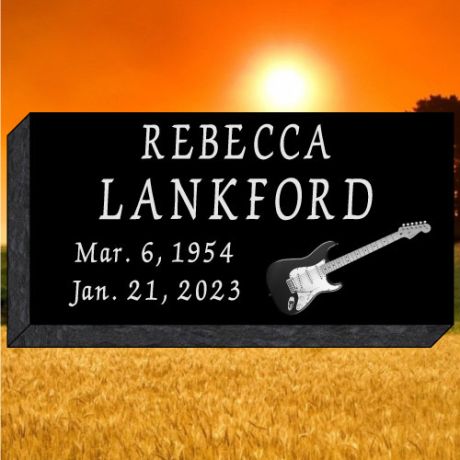 Affordable 20x10x4 Black Granite Laser Etched Photo Flat Headstone #680-FL