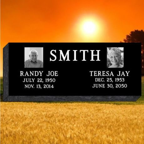 30x12x4 Black Granite Laser Etched Photo Flat Headstone Grave Marker #898L