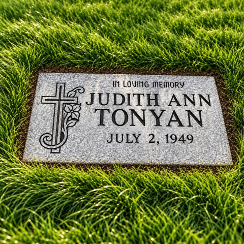Affordable 16x8x4 Gray Granite Flat Headstone Grave Marker #182-F
