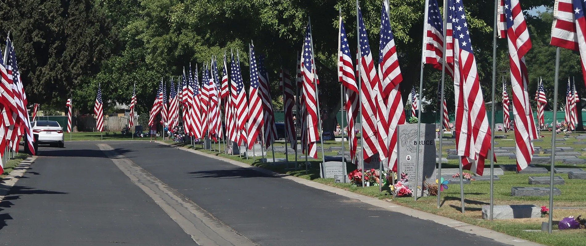 Granite monument placed and finished at a cemetery