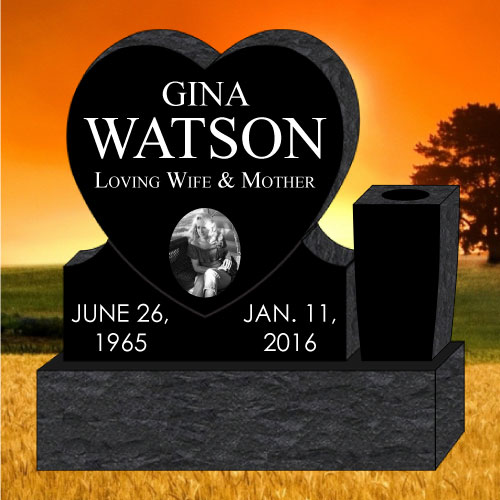 Black granite heart monument