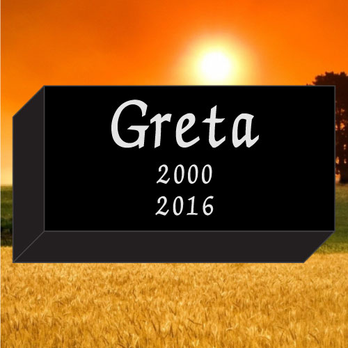 Black granite laser etched pet marker